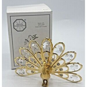 KG & Co. Crystal Temptations 24K Gold Plated Peacock Spectra Swarovski Crystals